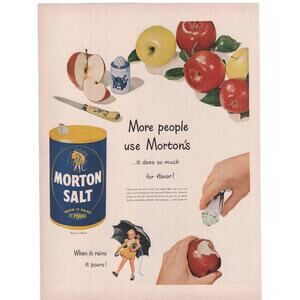 Morton Salt Old Taylor Bourbon Magazine Advertisement Vintage 1949 Liquor Apples